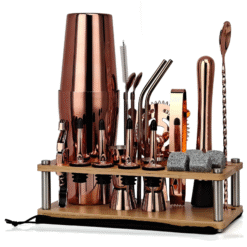 Kit barman Complet Shaker Boston Rose Gold – set cocktail – vue 1