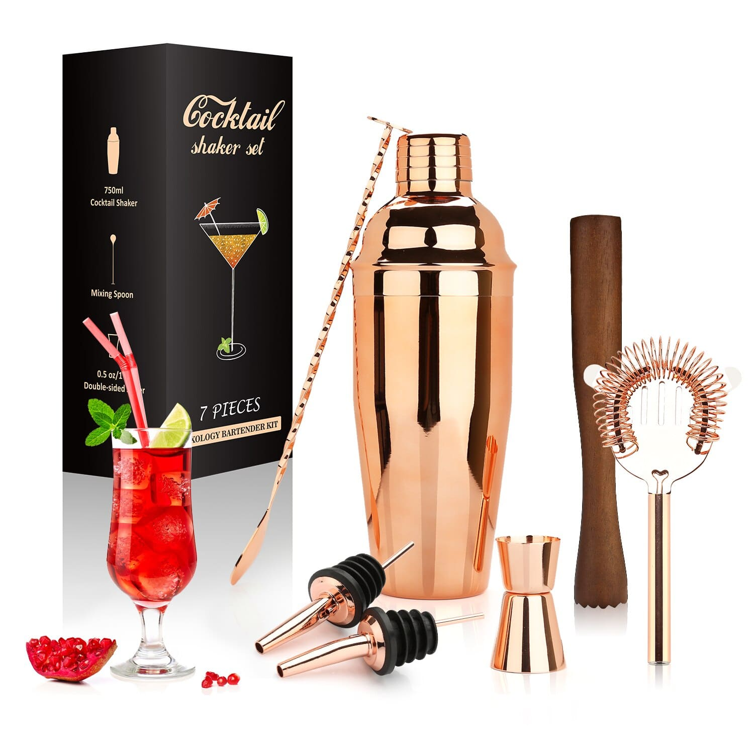 Kit cocktail rose gold 7 pièces – format compact