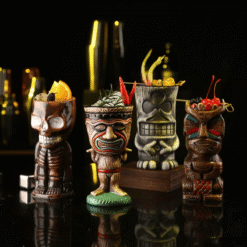 Coffret de mugs Tiki totem – cocktails tropicaux – vue 1