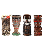 Coffret de mugs Tiki totem – cocktails tropicaux