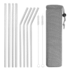 Lot de 8 pailles inox avec goupillons et pochette – vue 1