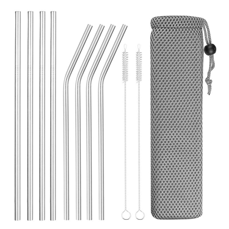 Lot de 8 pailles inox avec goupillons et pochette