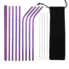 Lot de 9 pailles en inox Violet en Inox – réutilisables – vue 1