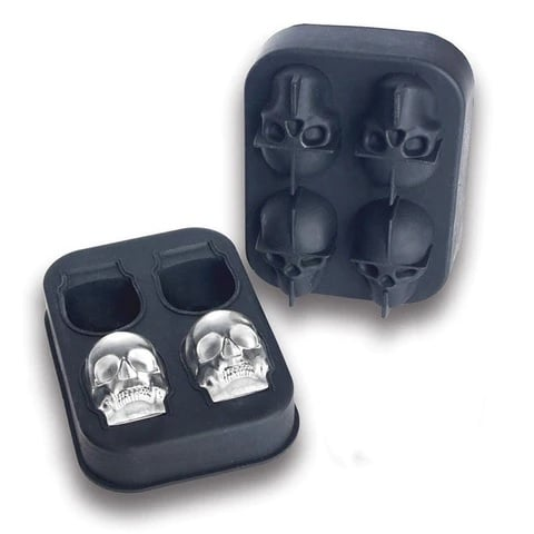 Moule à glaçons tête de mort 3D – 4 crânes