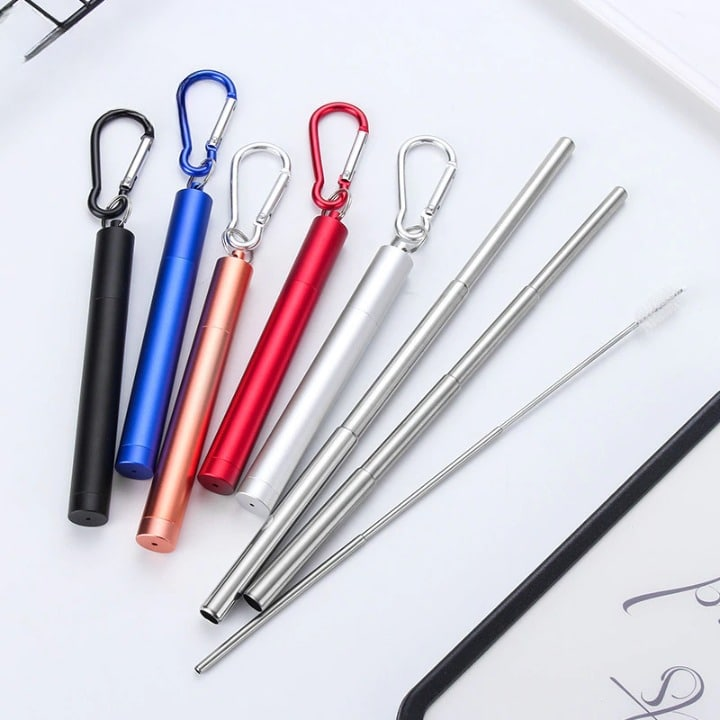 Paille réutilisable en inox Rétractable – cocktail durable
