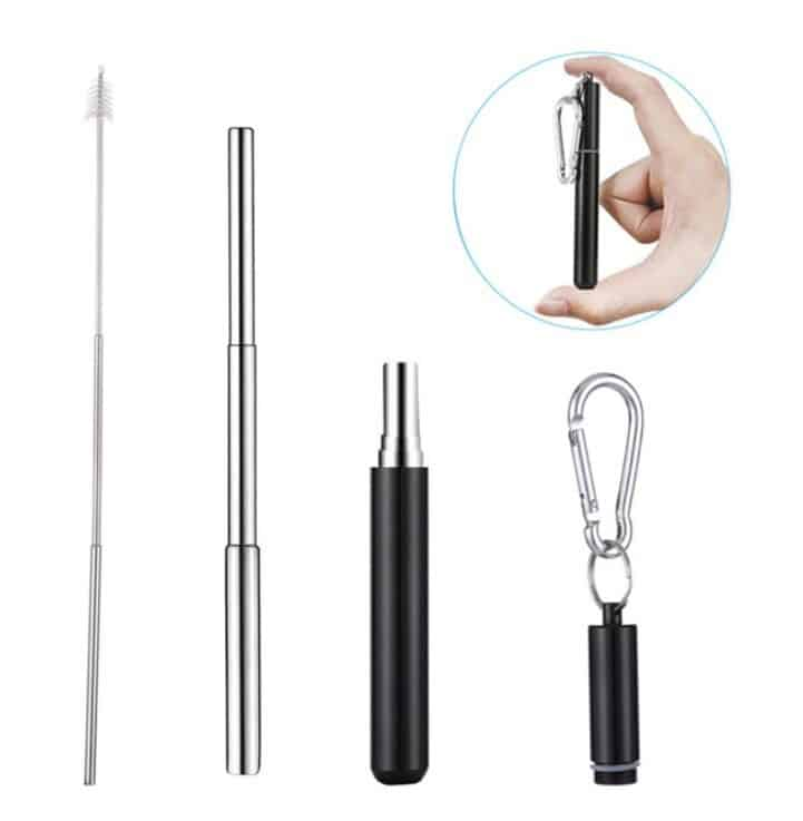 Paille réutilisable en inox Rétractable – cocktail durable