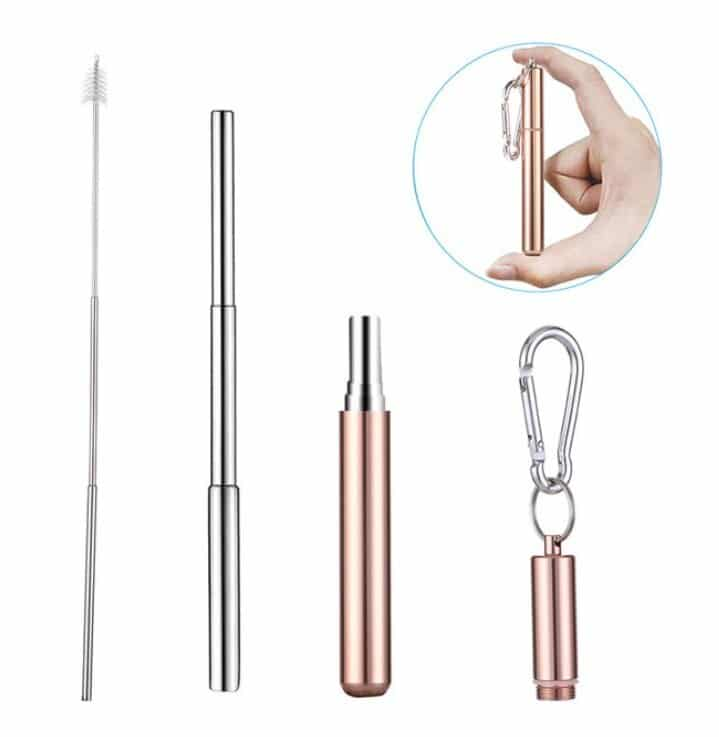 Paille réutilisable en inox Rétractable – cocktail durable