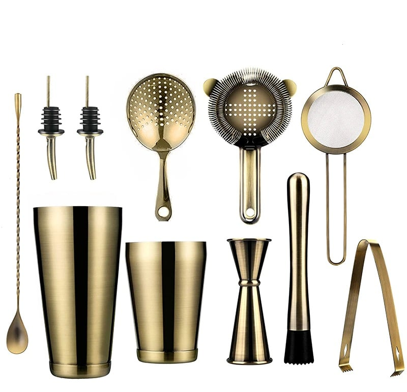 Kit barman Shaker Boston Bronze – set cocktail