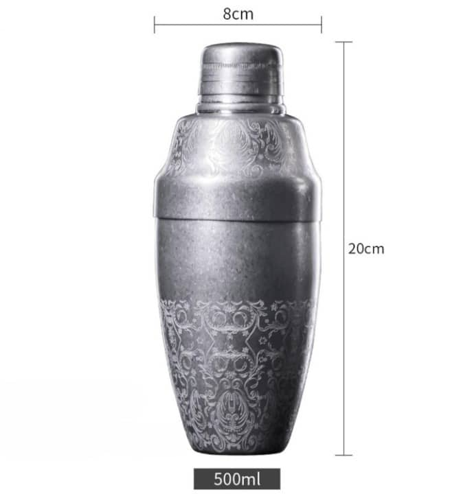Shaker cocktail professionnel à arabesques – 500 ml