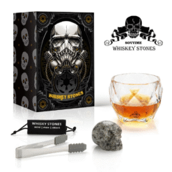 Coffret whisky tête de mort – verre, pierres et accessoires – vue 1
