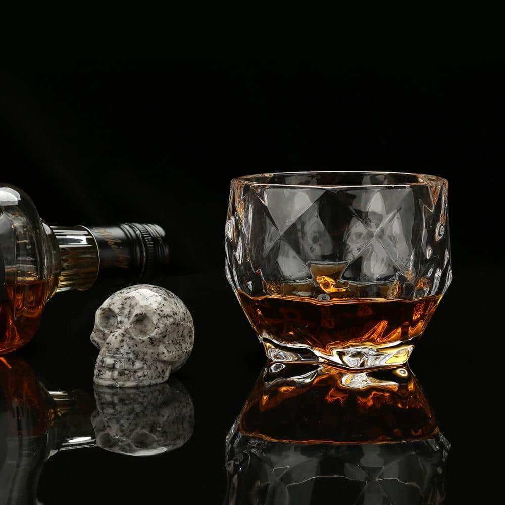 Coffret whisky tête de mort – verre, pierres et accessoires