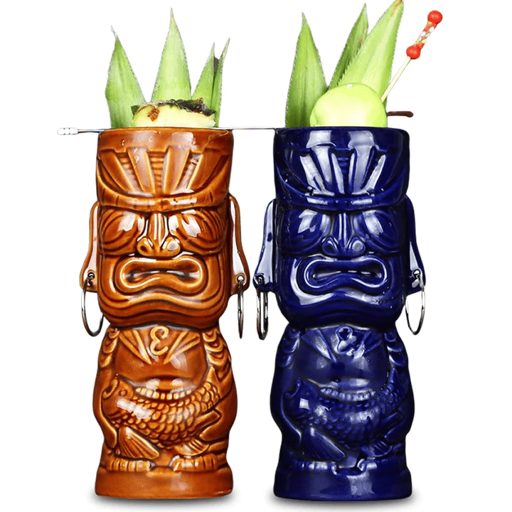 Mug Tiki Totem bicolore – céramique polynésienne