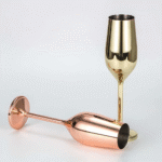 Duo de flûtes à champagne sur pied – finition métallisée