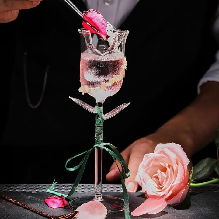 Verre à cocktail Rose – présentation spectaculaire