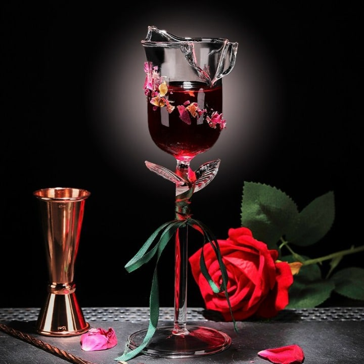 Verre à cocktail Rose – présentation spectaculaire