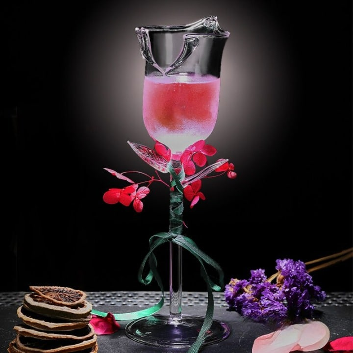 Verre à cocktail Rose – présentation spectaculaire