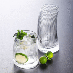 Service à mojito nervuré – verre et carafe assortis – vue 1