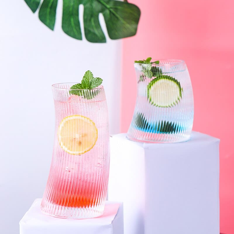 Service à mojito nervuré – verre et carafe assortis