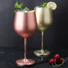 Verre à vin métallisé sur pied – finition rose gold – vue 1