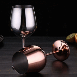 Verre à vin métallisé sur pied – finition rose gold – vue 2