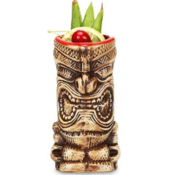 Mug Tiki Kachoo en céramique – totem tropical doré – vue 1