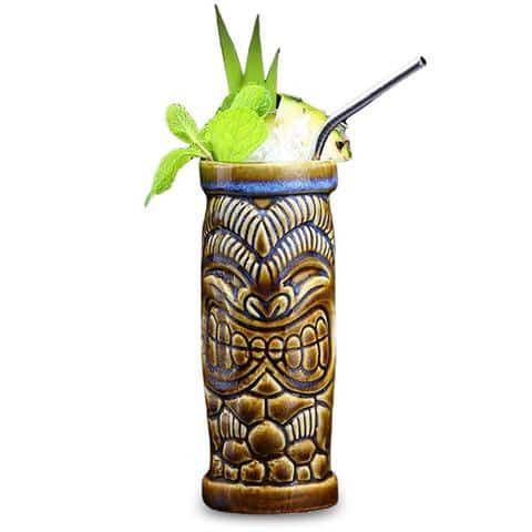 Mug Tiki marron 320 ml – céramique sculptée 17,2 cm