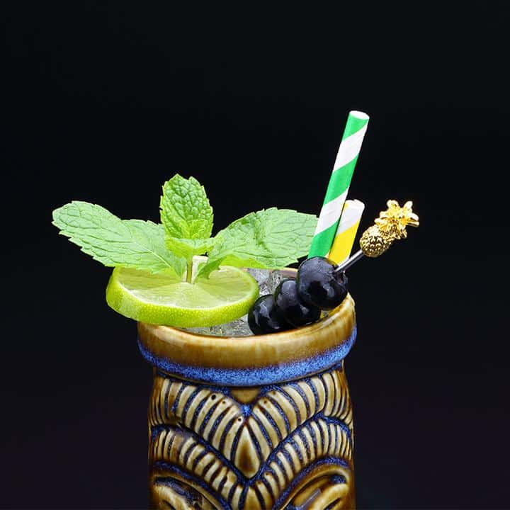 Mug Tiki marron 320 ml – céramique sculptée 17,2 cm
