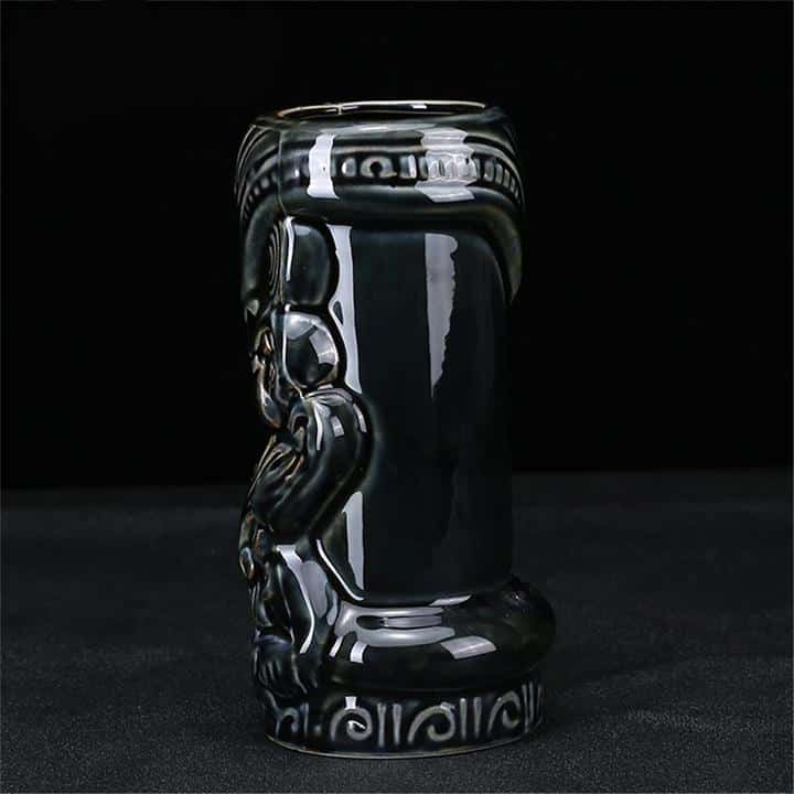 Verre Tiki noir 550 ml – céramique totem 20,5 cm