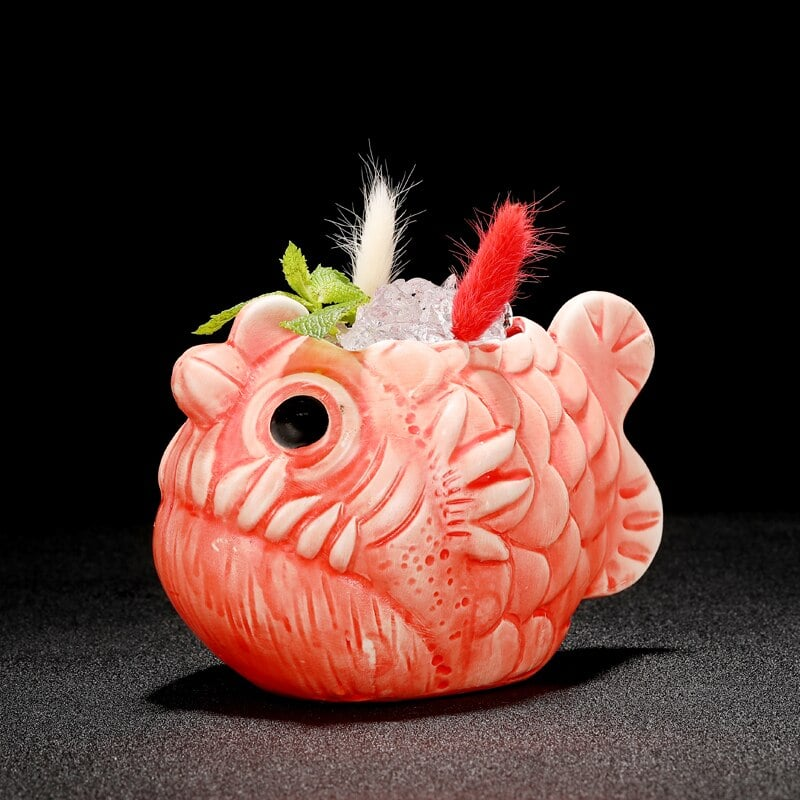 Mug Tiki Piranha – cocktail tropical sculpté