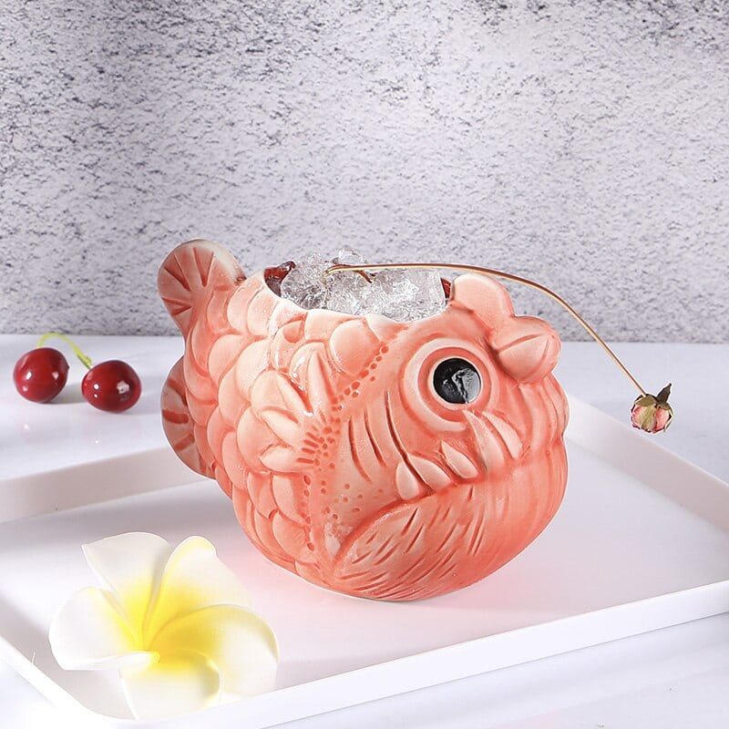 Mug Tiki Piranha – cocktail tropical sculpté