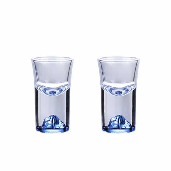 Duo de verres à shot Montagne – socle glacier bleu 10 ml