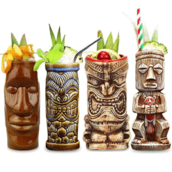 Coffret de 4 verres Tiki multicolores – 330 à 490 ml – vue 1