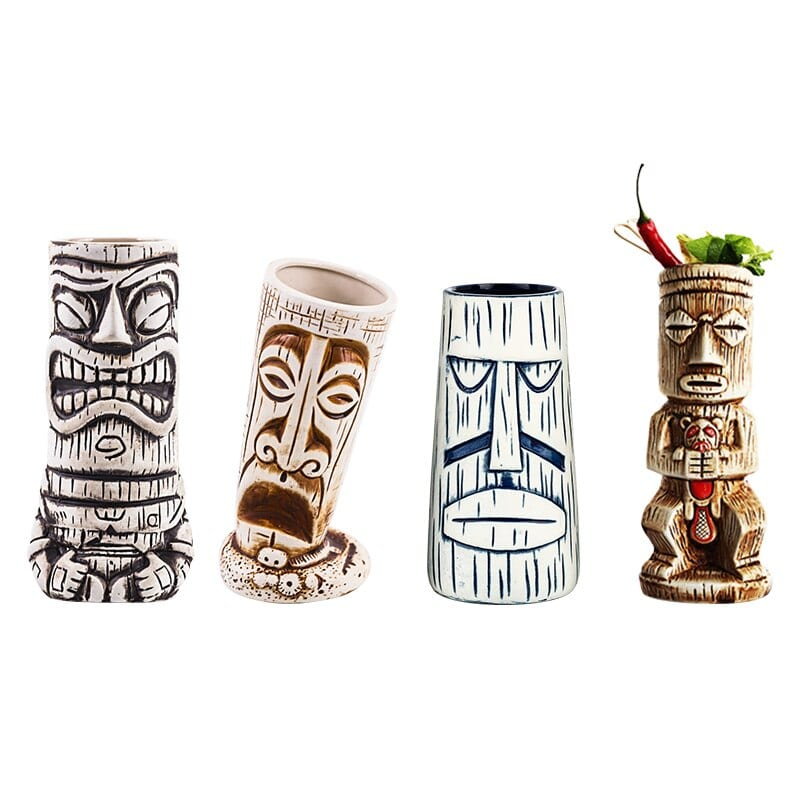 Set de 4 mugs Tiki 450 ml – collection de totems