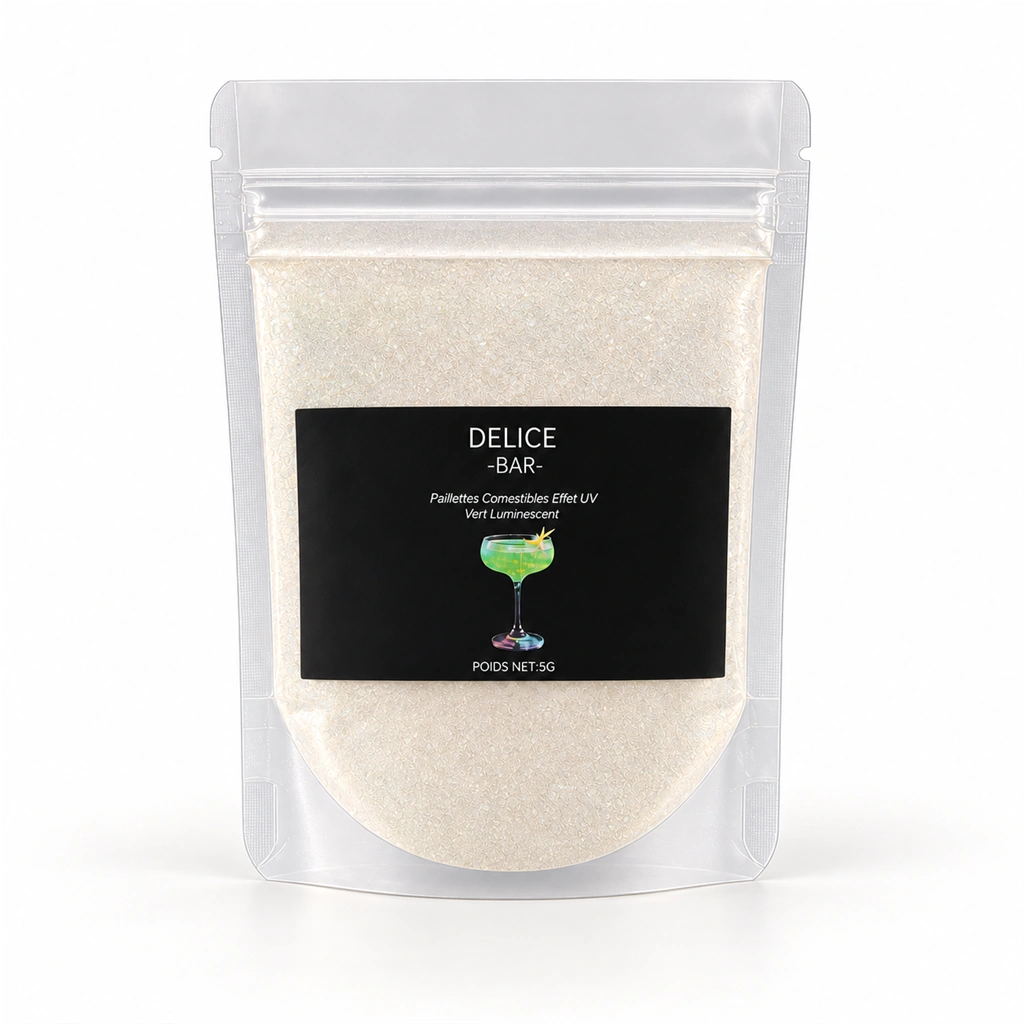 Purpurina comestible UV fosforescente