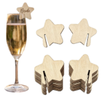 Marque-verres en bois personnalisés avec prénom – 50 pièces