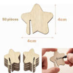 Marque-verres en bois personnalisés avec prénom – 50 pièces