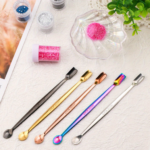 Mini-cuillères doseuses en inox pour paillettes alimentaires à double tête