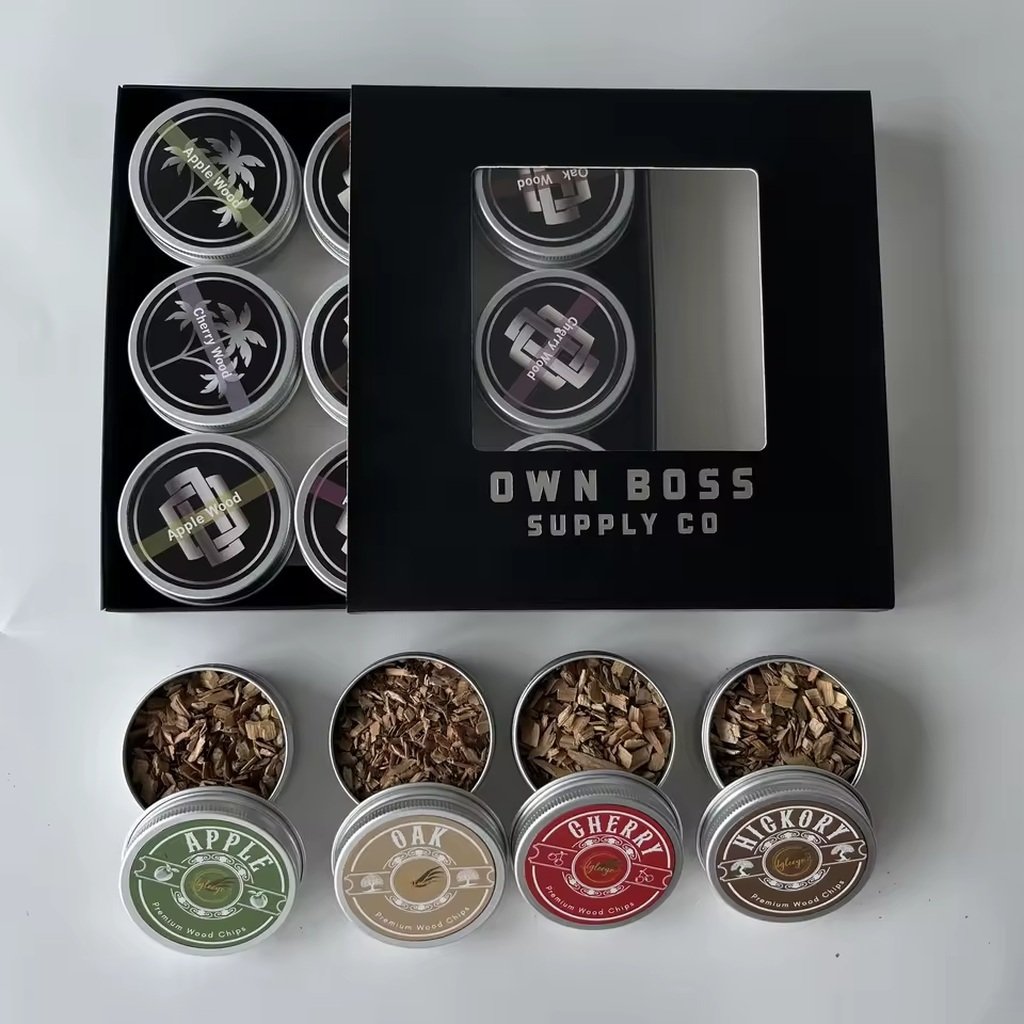 Coffret de 4 copeaux de bois aromatisés pour fumoir à cocktails & whisky