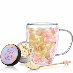 Alternative view of Coffret à offrir Tasse Double Paroi Fleurs Roses et Paillettes Alimentaires Arc-en-Ciel
