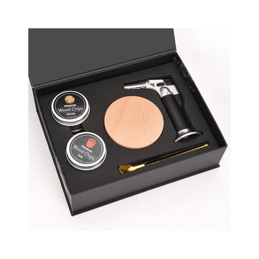 Coffret fumoir à whisky en bois avec chalumeau