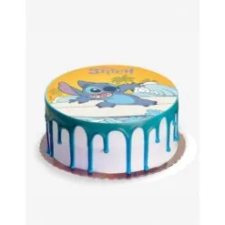 Torta di compleanno con un disco commestibile personalizzato illustrato