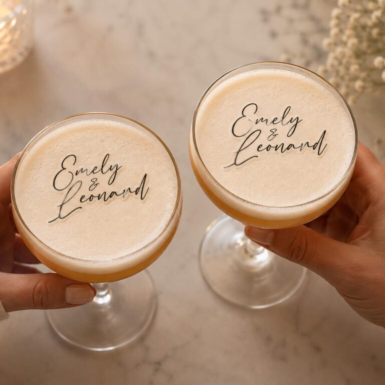 Drink toppers de mariage aux prénoms des mariés