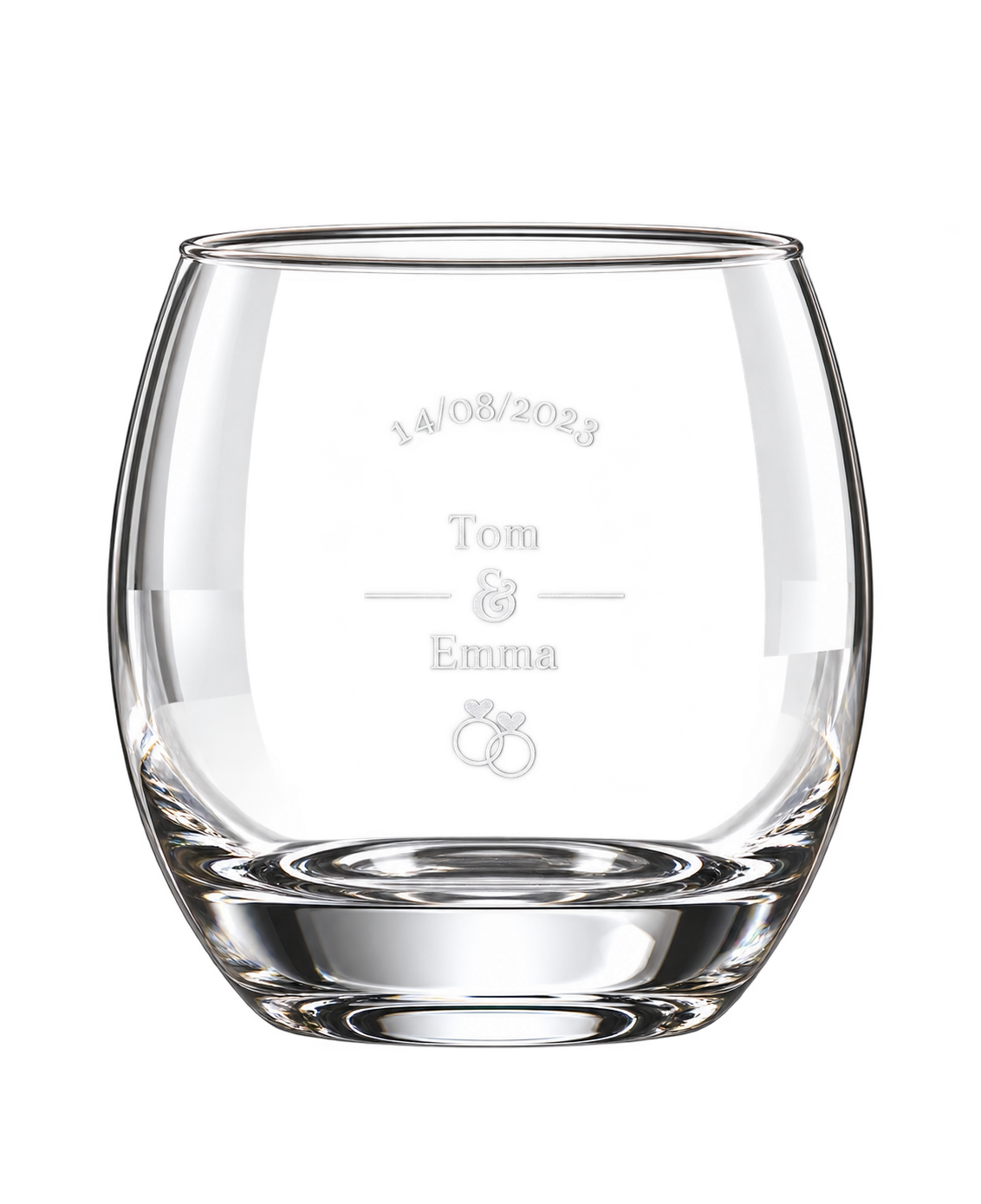 Engraved wedding glass, Tom & Emma